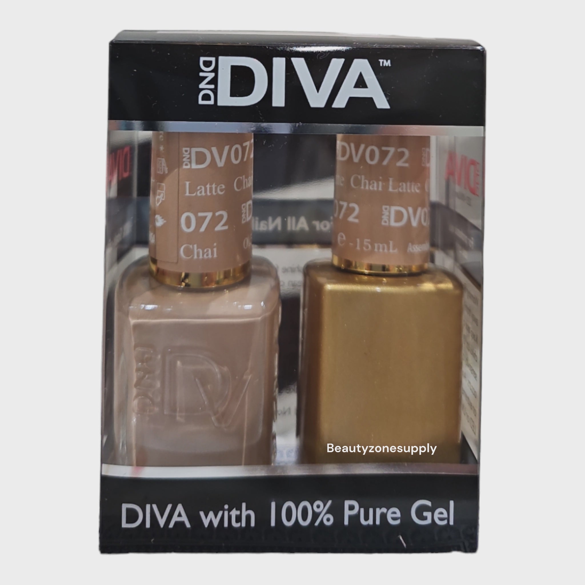DND Diva Duo Gel Polish and Lacquer Set in Chai Latte Shade 072