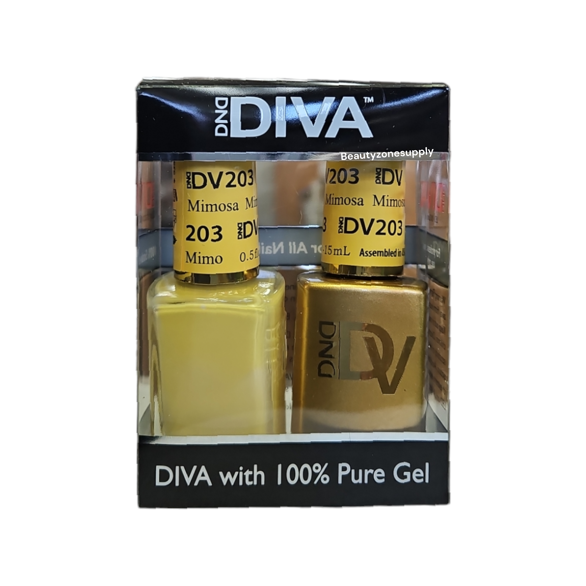 DND Diva Brand Duo Set of Gel Nail Polish and Lacquer in 203 Mimosa Color