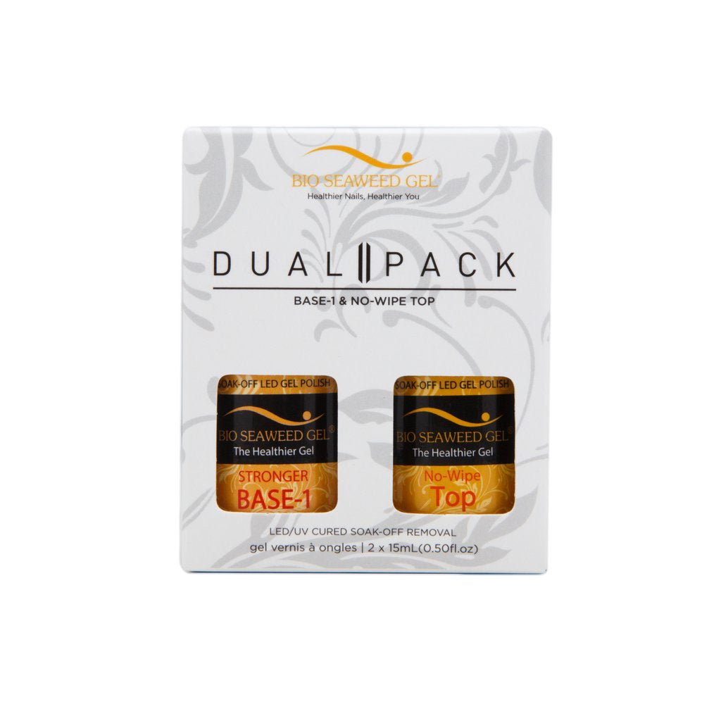 Bio Seaweed Gel Top Coat and Base Coat Dual Pack for Nail Polish
