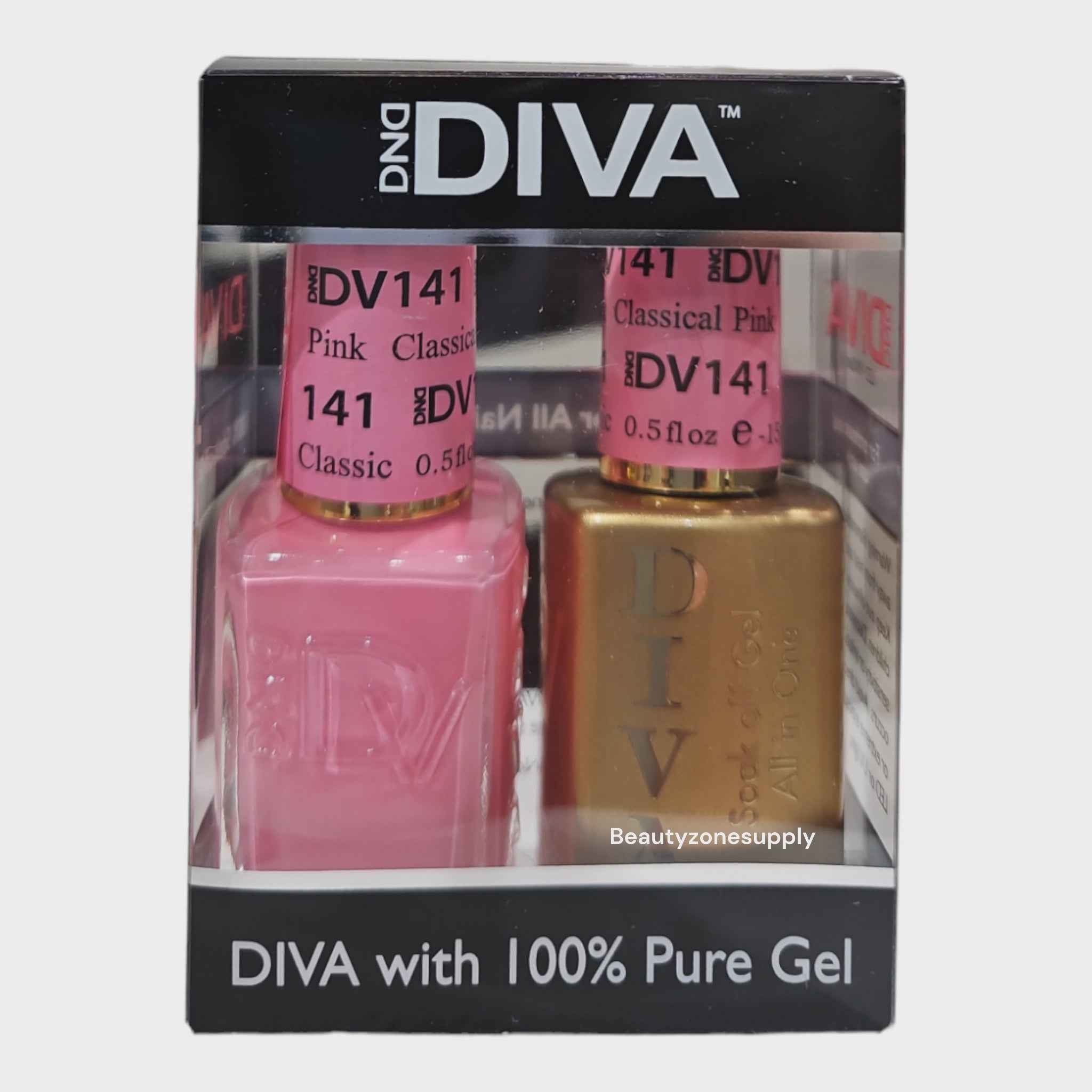 DND Diva Professional Duo Set of Gel Nail Polish and Lacquer in Classical Pink Shade - Color Chart #4