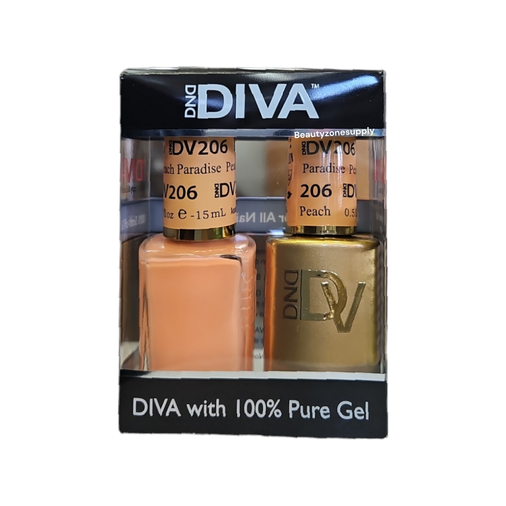 DND Diva Brand Duo Gel Polish and Lacquer Set 206 in the Beautiful Peach Paradise Shade
