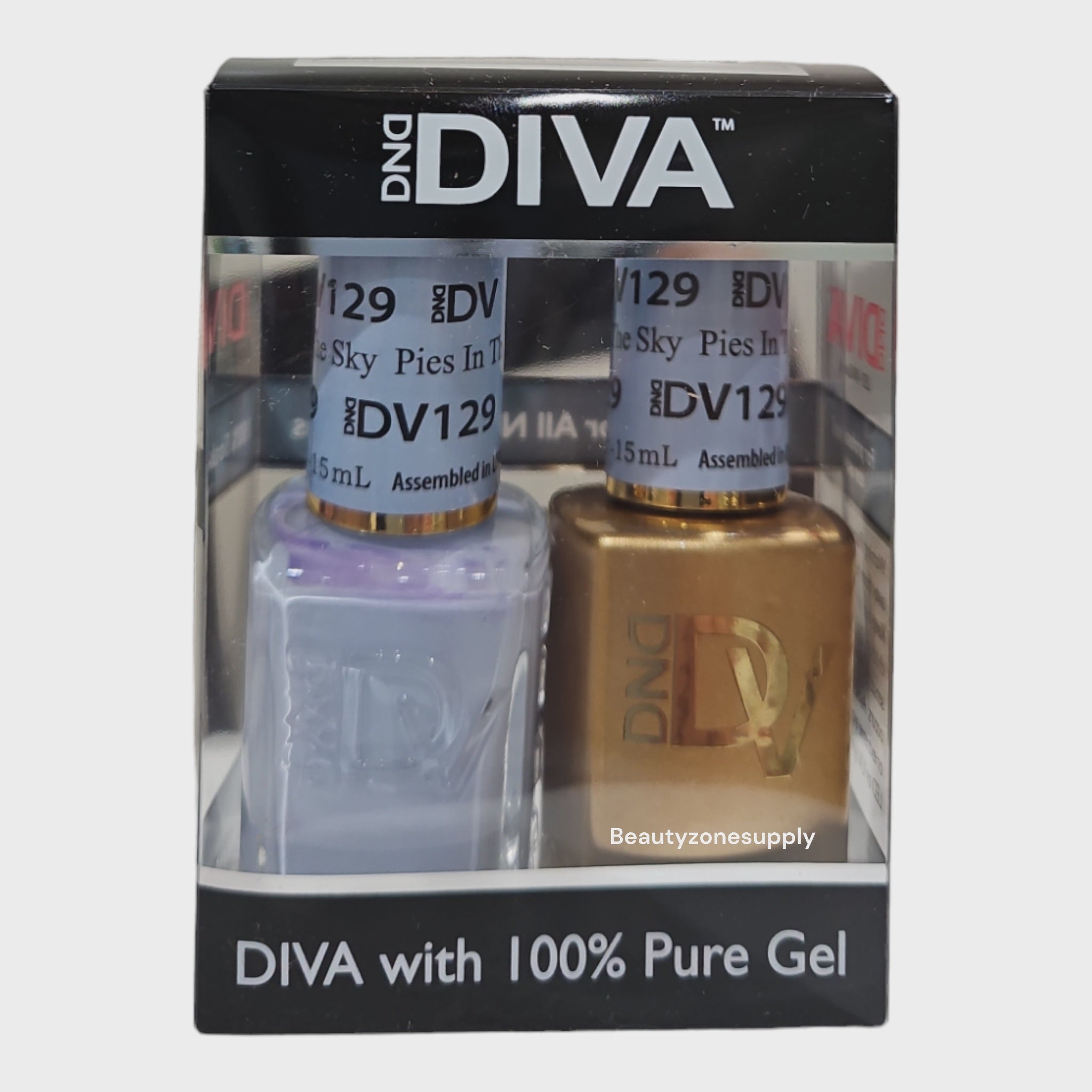 DND Diva Duo Gel & Lacquer 129 - Pies In The Sky, USA - Assembled Nail Polish Set