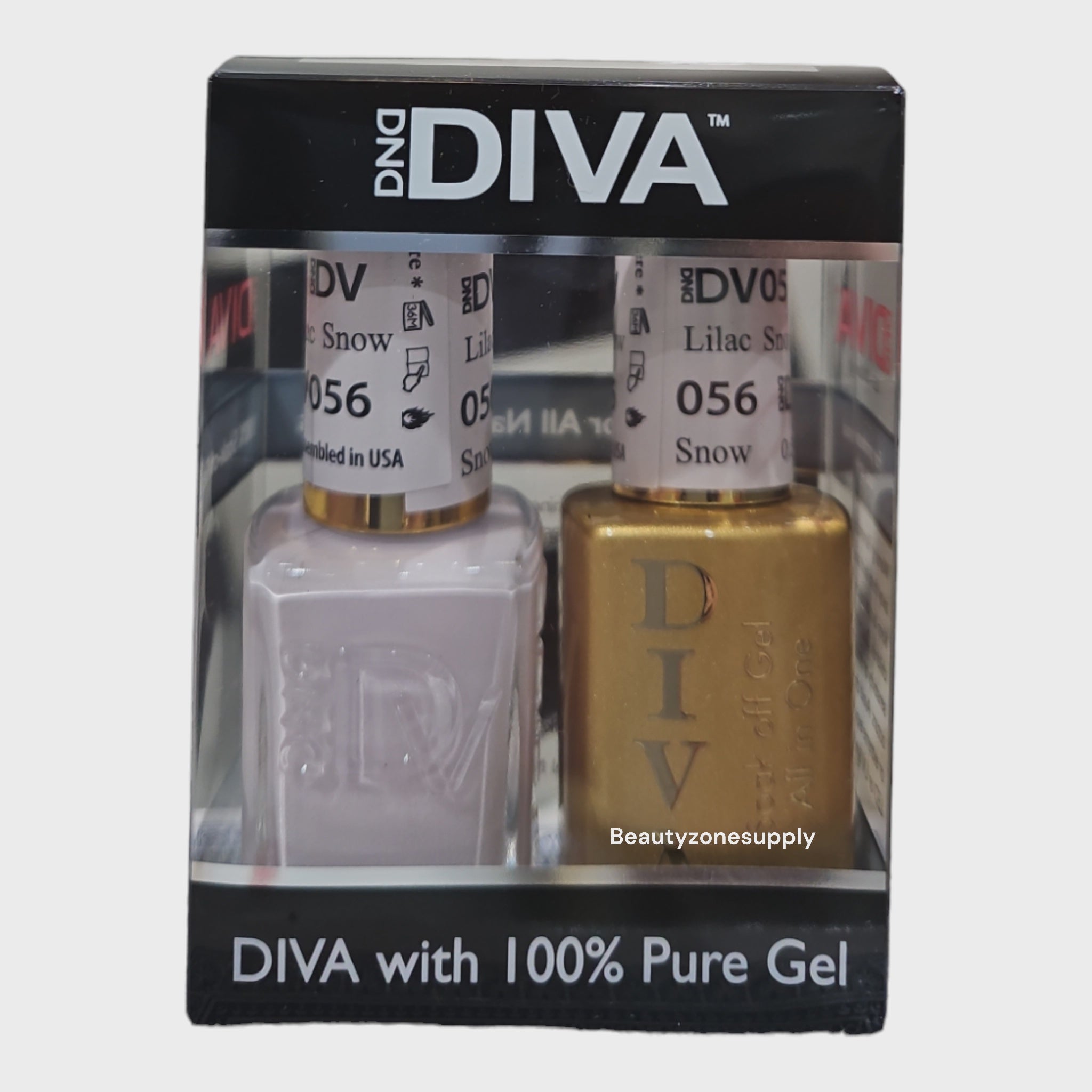 DND Diva Duo Gel and Lacquer 056 Snow Lilac - USA Assembled Nail Polish Set