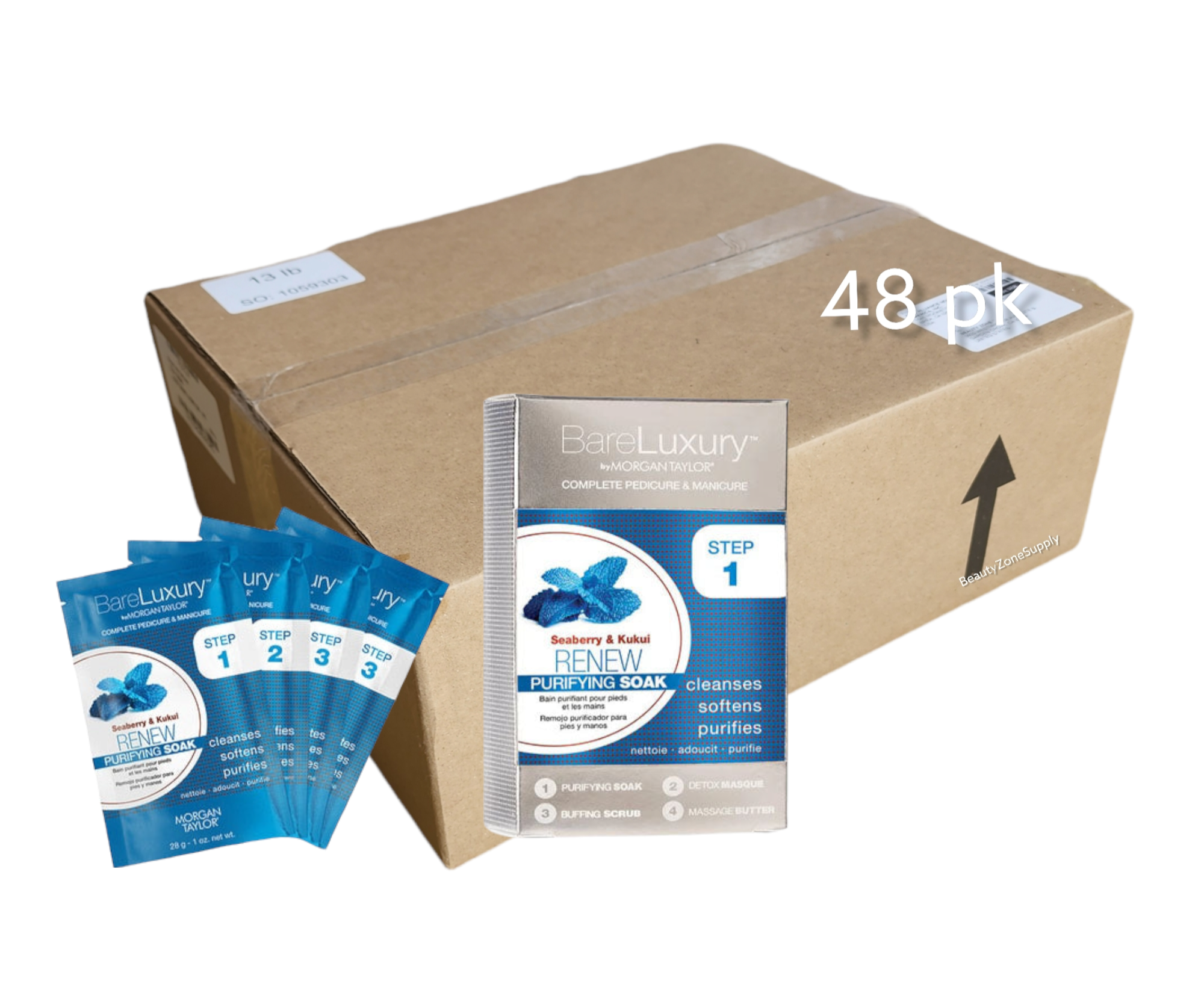 Bare Luxury Pedicure 4-in-1 Pack with Renew Seaberry and Kukui Oil - Case of 48 Units #51317