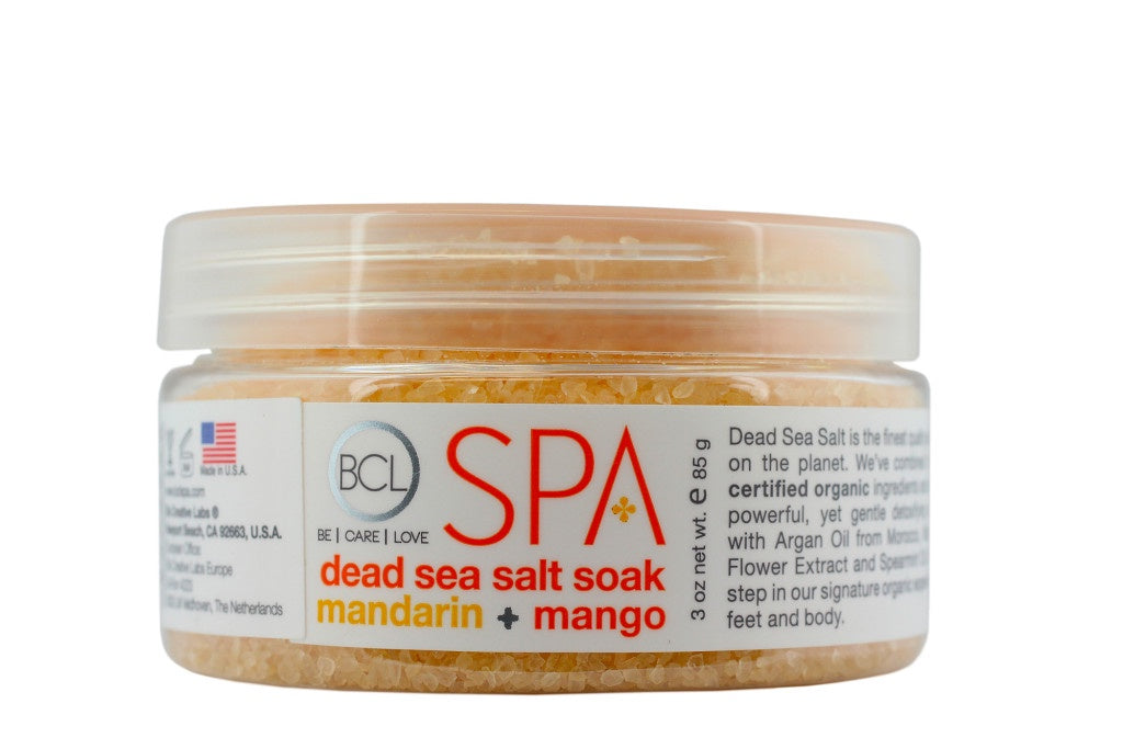 BCL SPA 3oz Mandarin & Mango Dead Sea Salt Soak for Relaxing Spa Experience