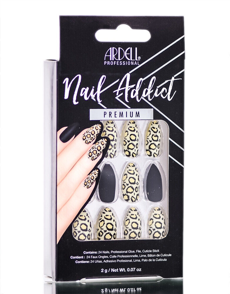 Ardell High - Quality Premium Press - on Nails for Nail Addicts in Stunning Black Leopard Design #63835