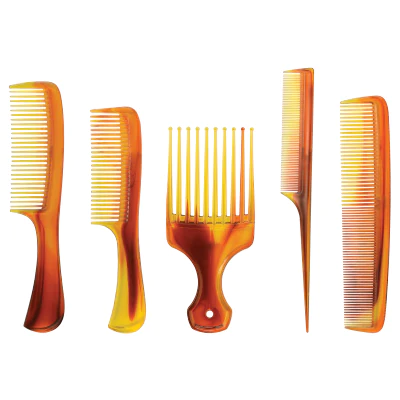 5-Piece Assorted Tortoise Style Comb Set #AR - 38 for Hair Styling