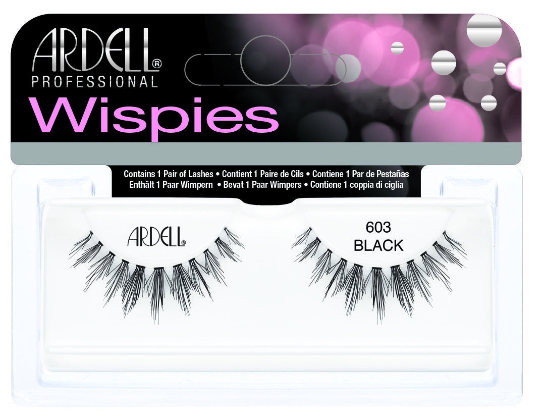 Ardell Invisibands Wispies False Eyelashes Style 603 in Classic Black Shade #52609