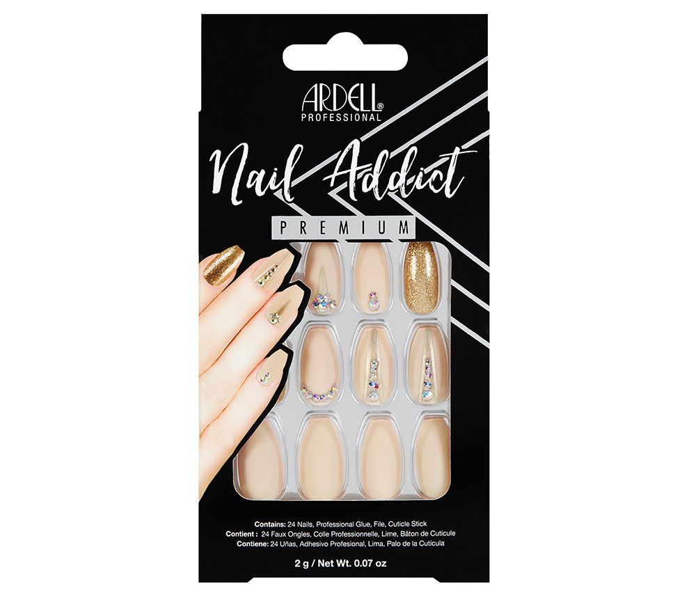 Ardell Premium Press-on Nude Jeweled Nails for Nail Addicts #75892