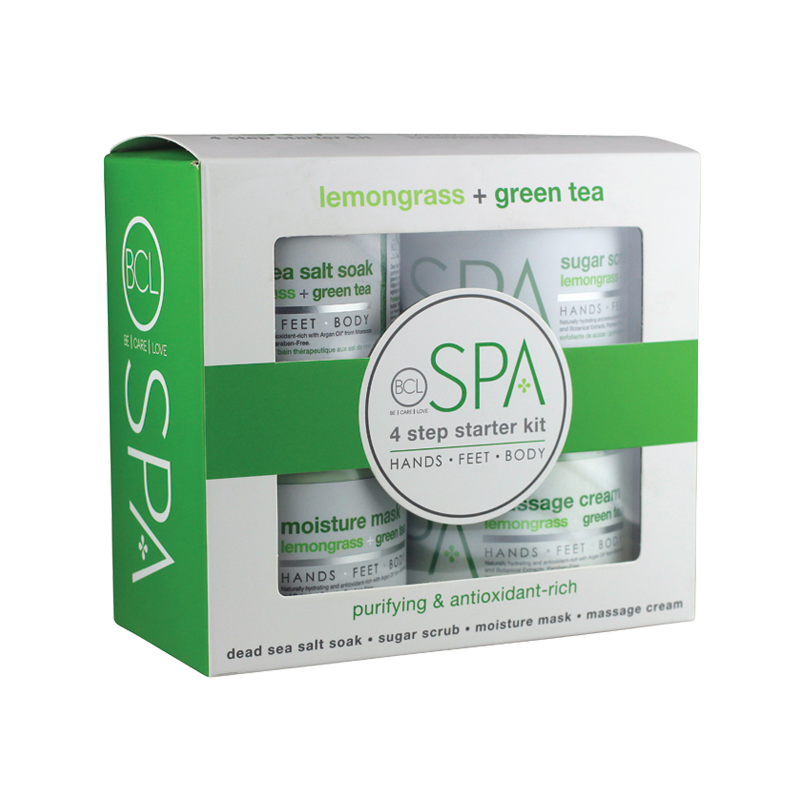 BCL SPA Luxury Lemongrass and Green Tea Four - Step Starter Kit for Hands, Feet, and Body