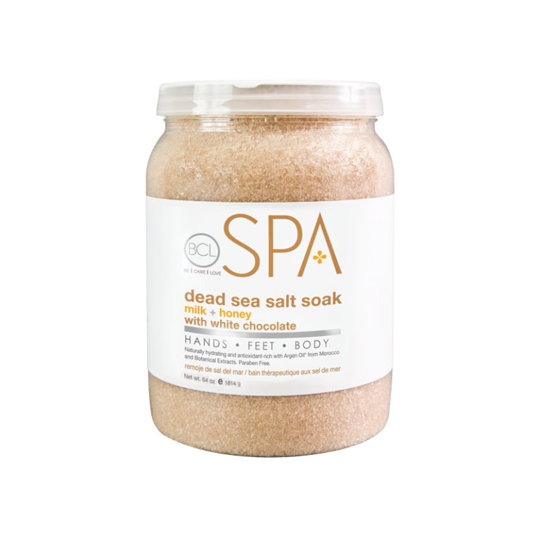 BCL SPA 64oz Dead Sea Salt Bath Soak with Milk, Honey, and White Chocolate Flavor