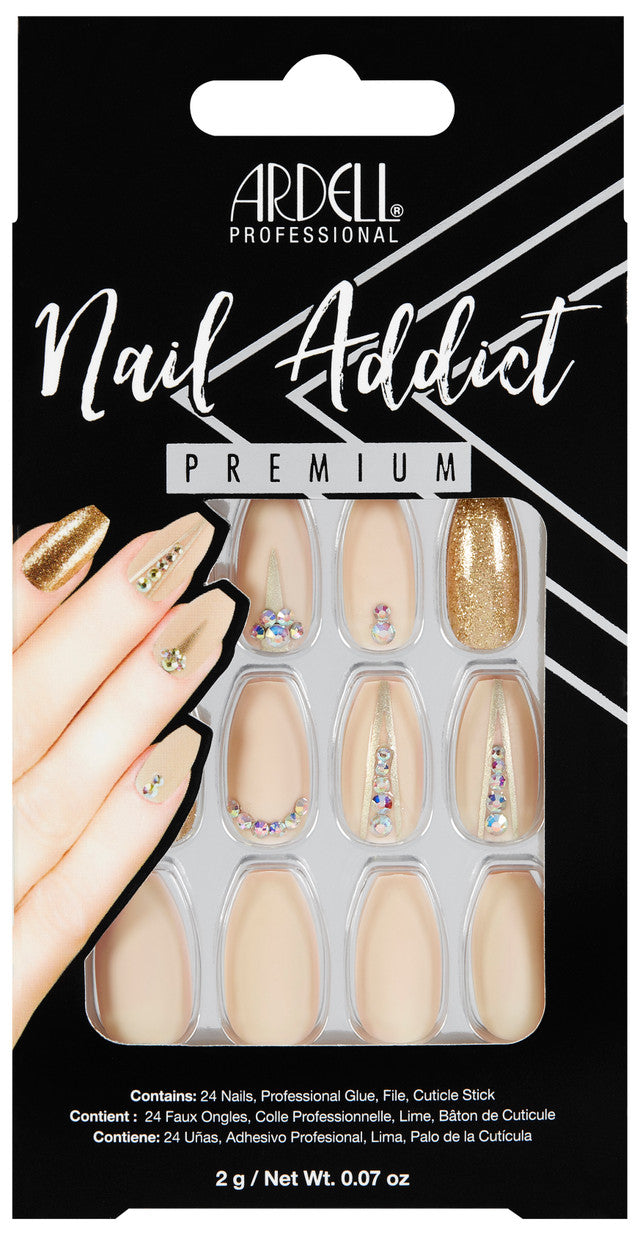 Ardell Premium Press-on Nude Jeweled Nails for Nail Addicts #75892