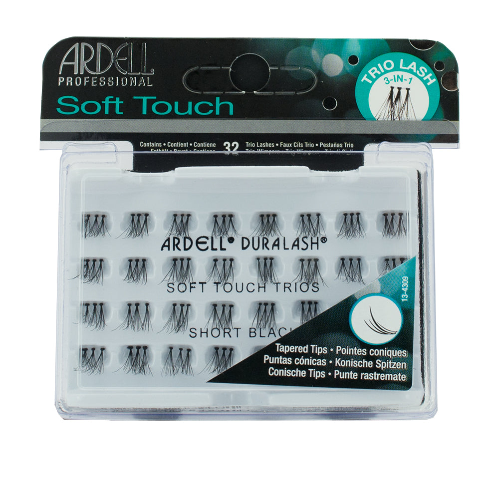 Ardell Soft - Feeling Knotted Trios False Eyelash Individuals in Short Length and Black Color, Model 66463