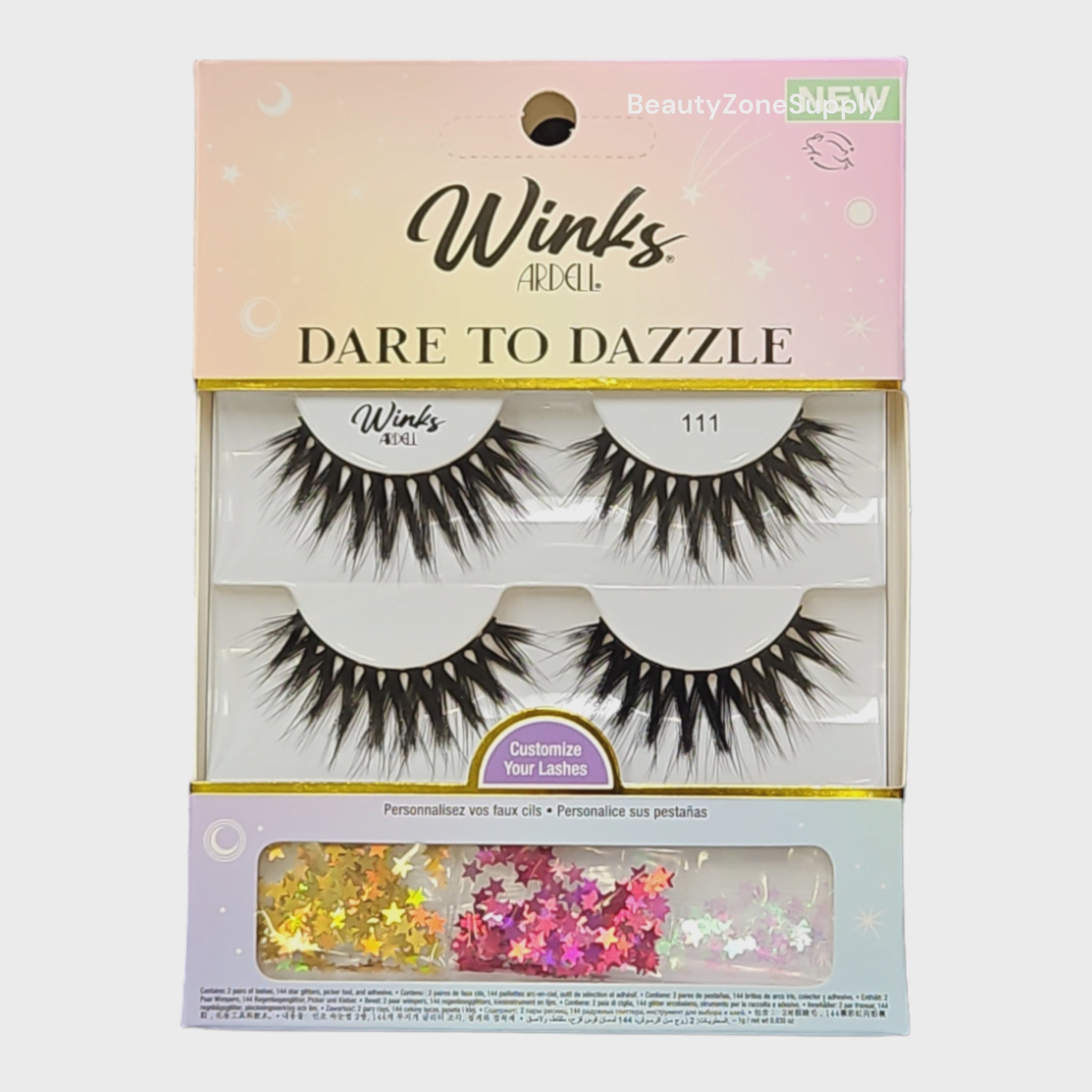 Ardell Brand Strip Eyelashes - Winks Series Dare to Shine 111 Stars Style #58136