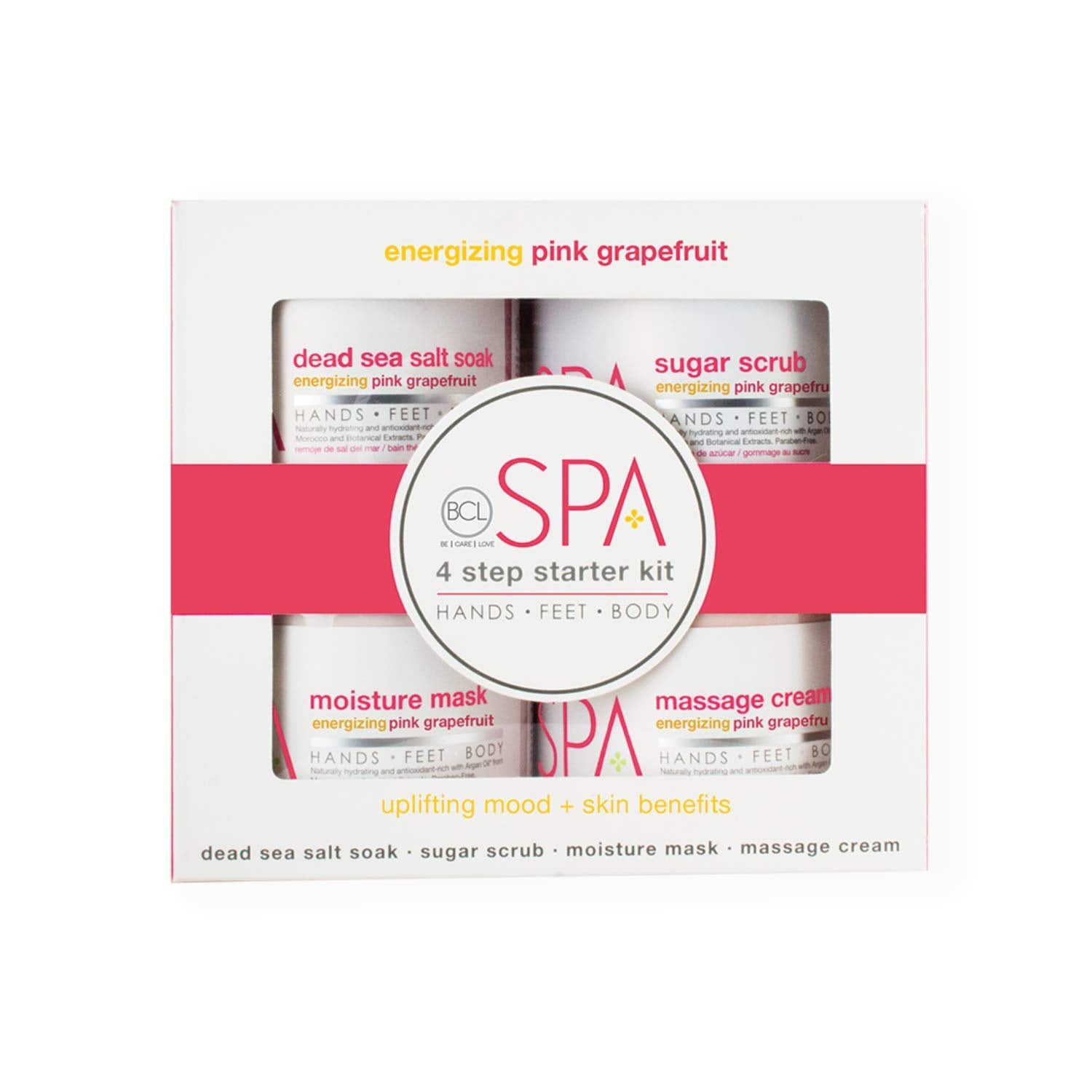 BCL SPA 16oz Pink Grapefruit 4 - Step Starter Kit for Manicure, Pedicure & Body