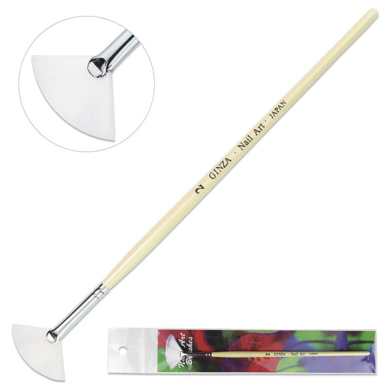 Ginza White Handle Fan Nail Art Brush - Ideal for Unique Nail Designs (ART#2 H02)