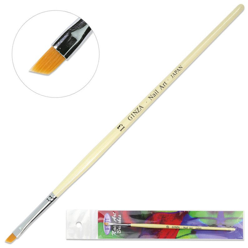 Ginza Angular Nail Art Brush H13 with White Wooden Handle