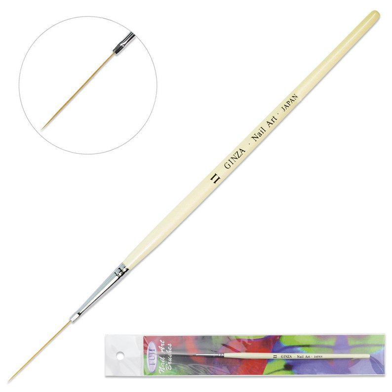 Ginza Professional Nail Art Striper Brush H11 with White Wooden Handle
