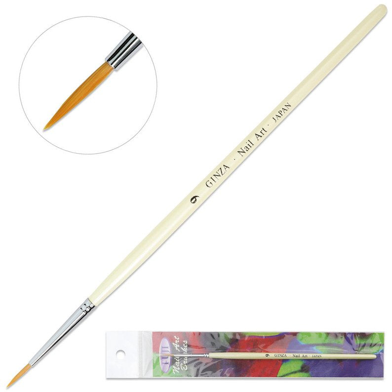 Ginza Nail Art Brush H09 with White Wooden Handle