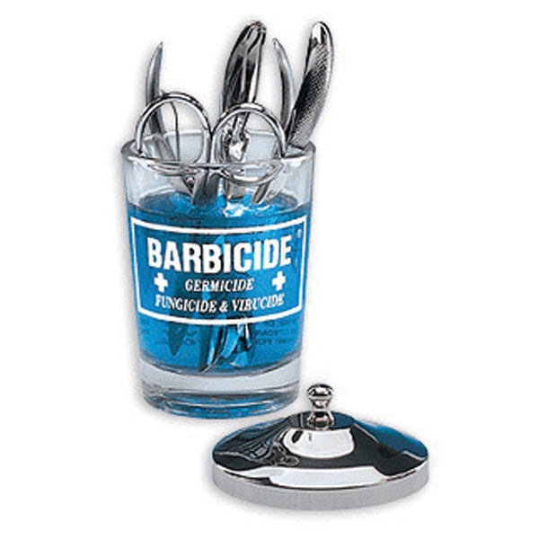 Compact Barbicide Disinfectant Jar Ideal for Salons and Barbershops