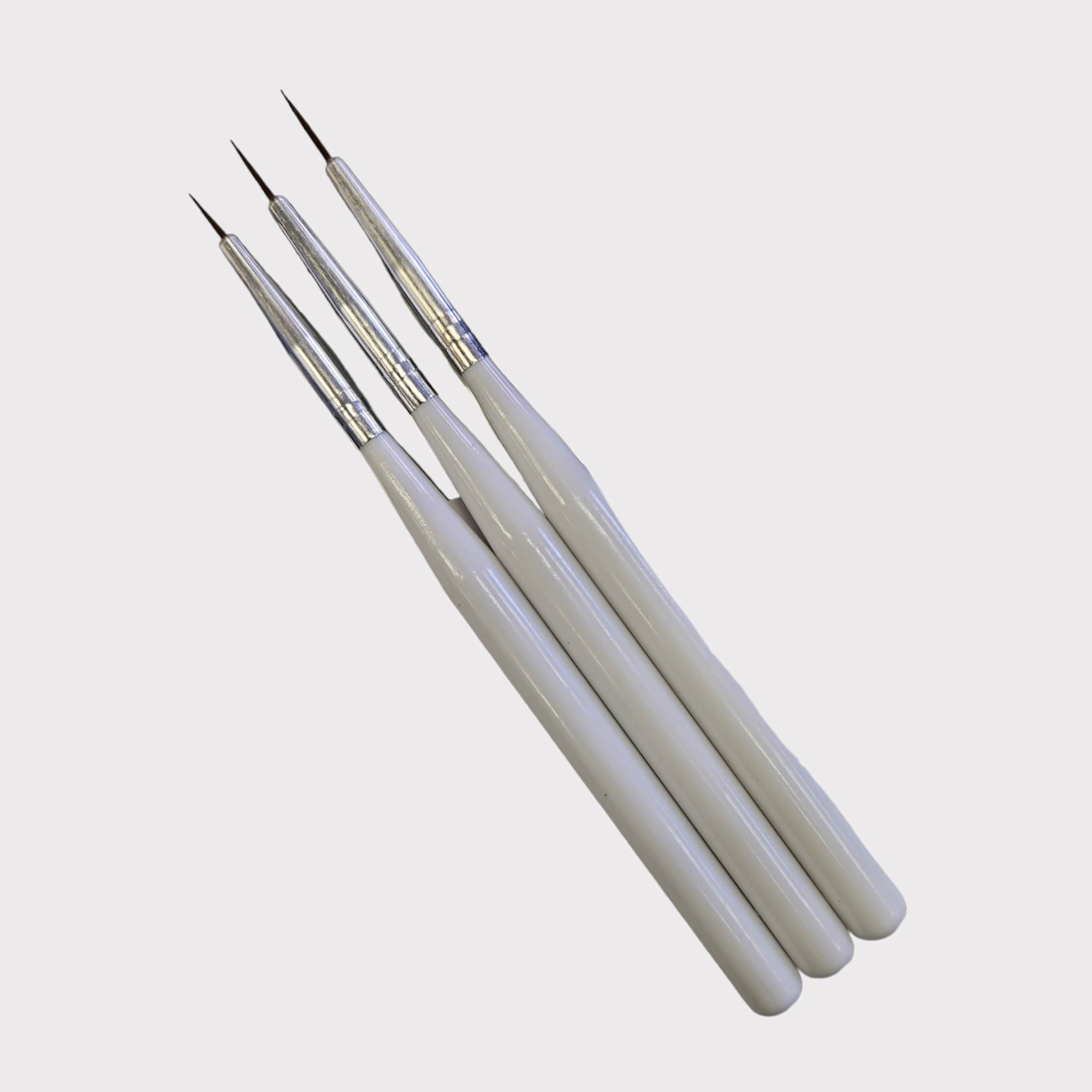 Set of 3 Short White - Handled Art Brushes for Various Arts