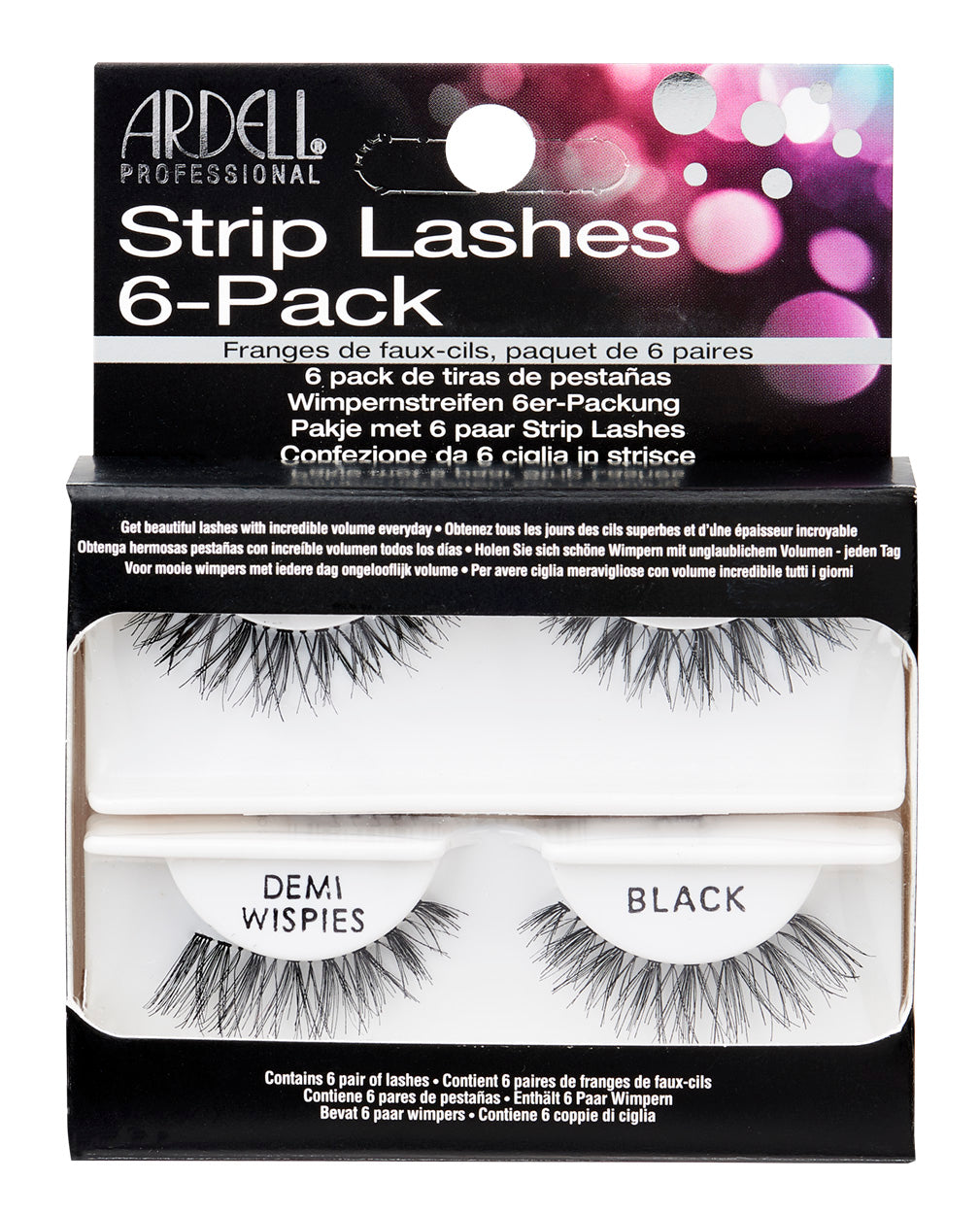 Ardell 6-Pack of Natural Demi Wispies Style Black Strip Eyelashes #60066