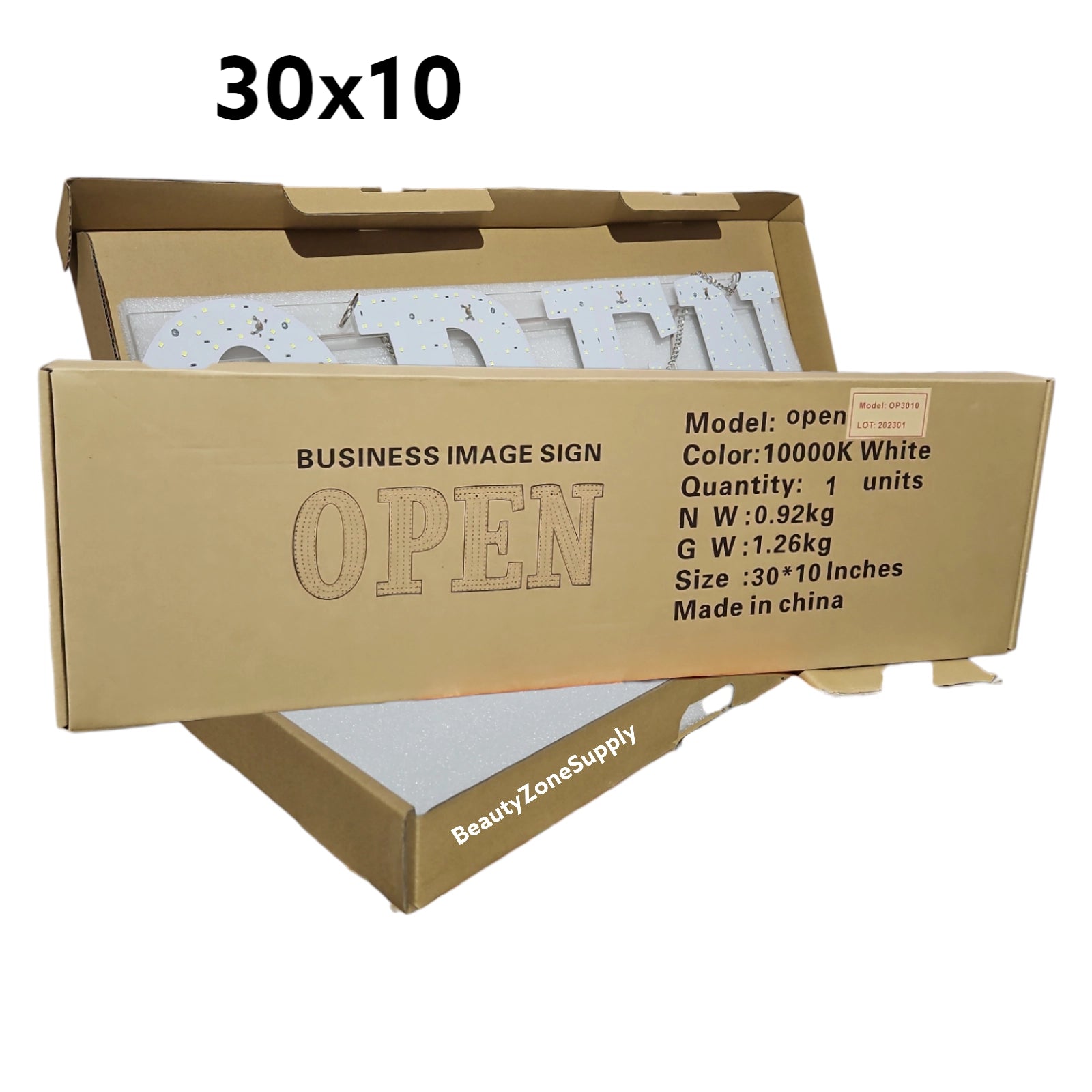 30x10 inches Commercial LED Open Business Sign - Model OP3010
