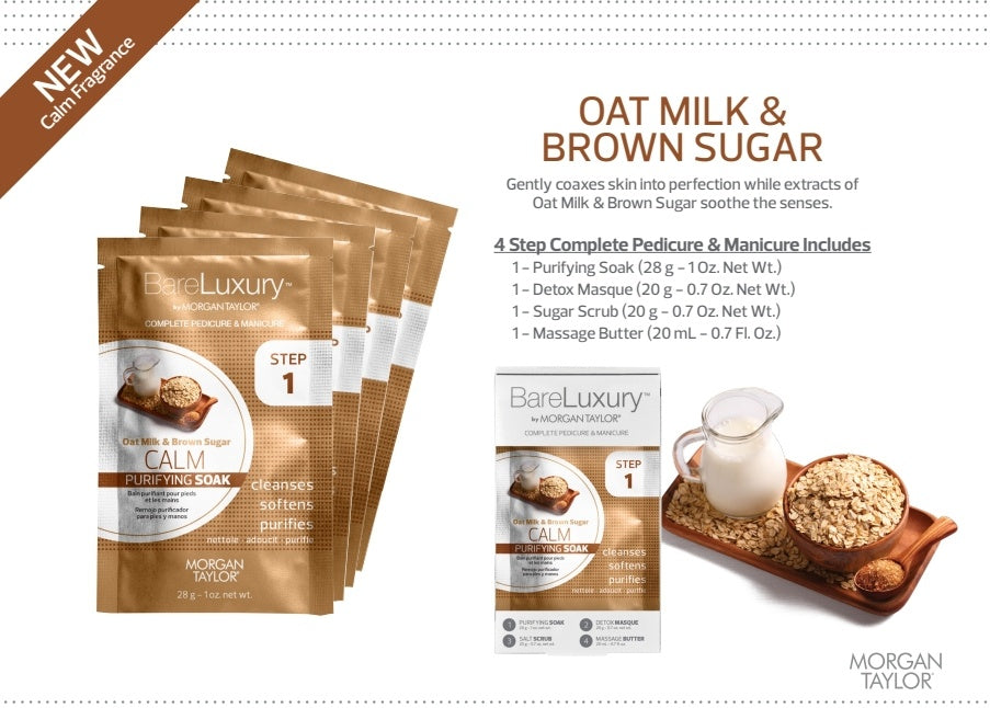 Bare Luxury Pedi 4-In-1 Pack Energizing Oat Milk and Brown Sugar Spa Treatment Case of 48 Units #3623006