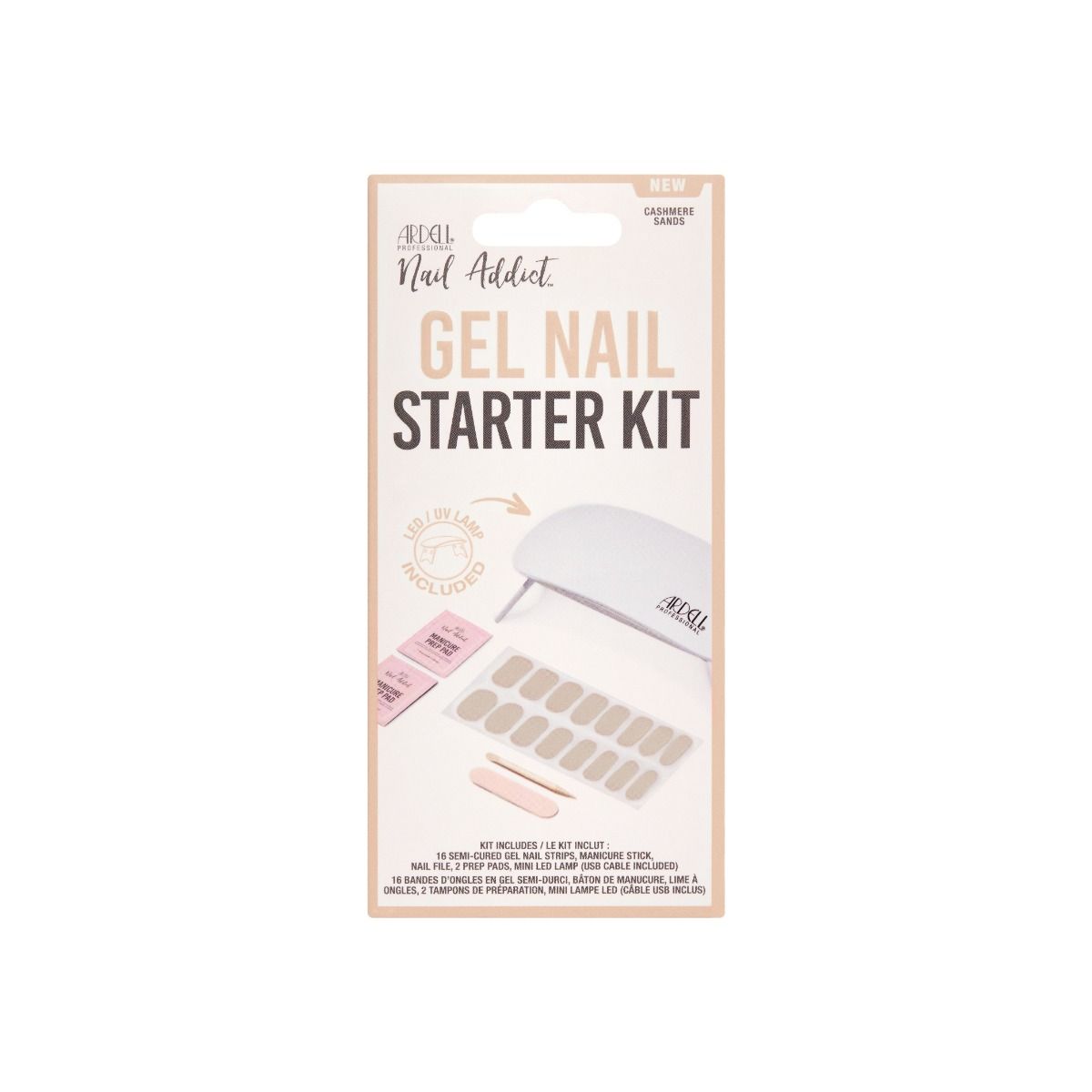 Ardell Gel Nail Strip Starter Kit for Beginners, Cashmere Sands Shade #37914