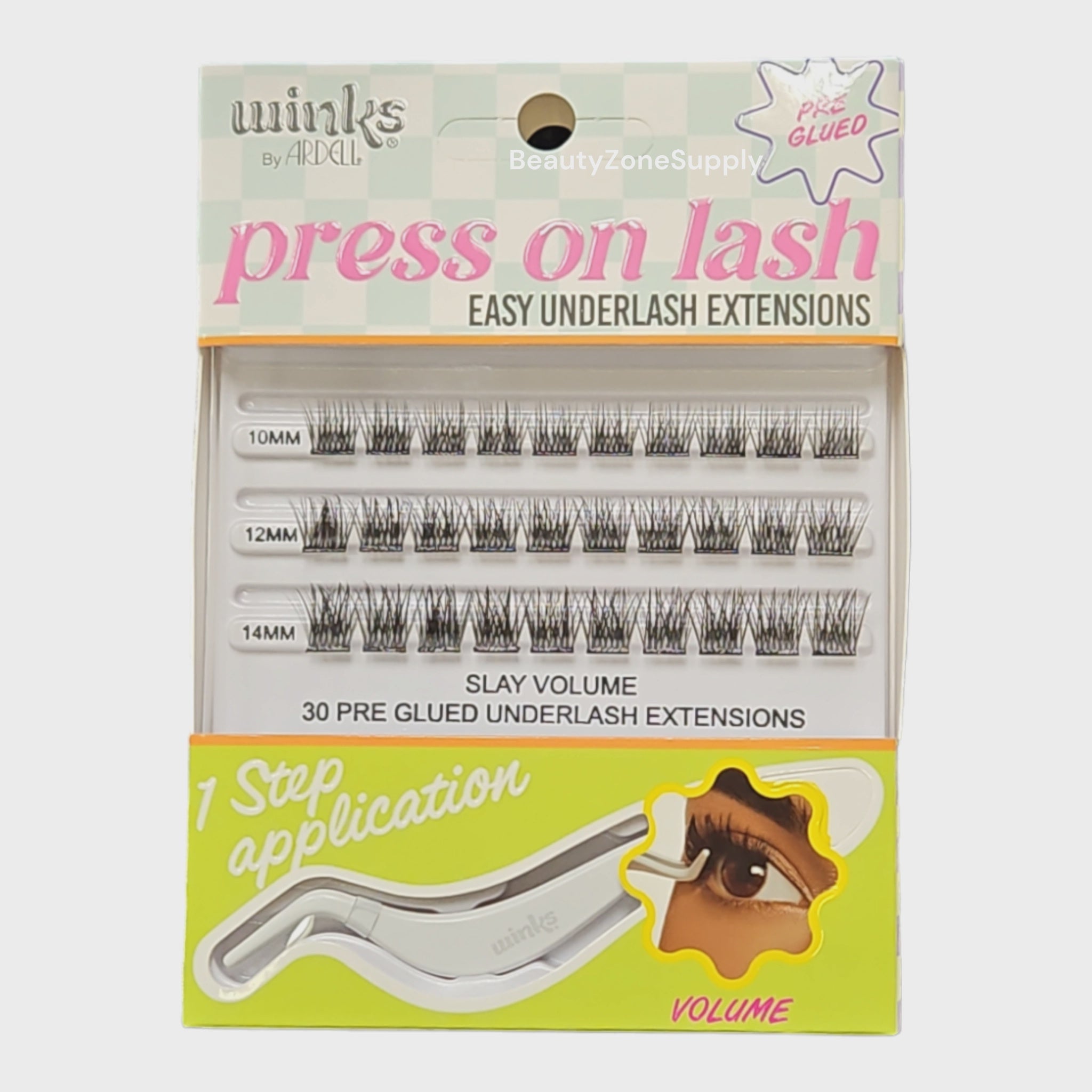 Ardell Fashionable Winks Press - On False Eyelashes Set with 30 Pieces for High - Volume Look + Eyelash Applicator #36736