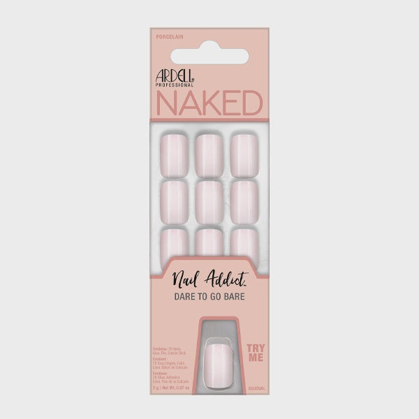 Ardell Premium Press - on Nails - Naked Collection, Porcelain Color, Medium Almond Shape #37424 That Encourage You to Flaunt Bare - like Nails