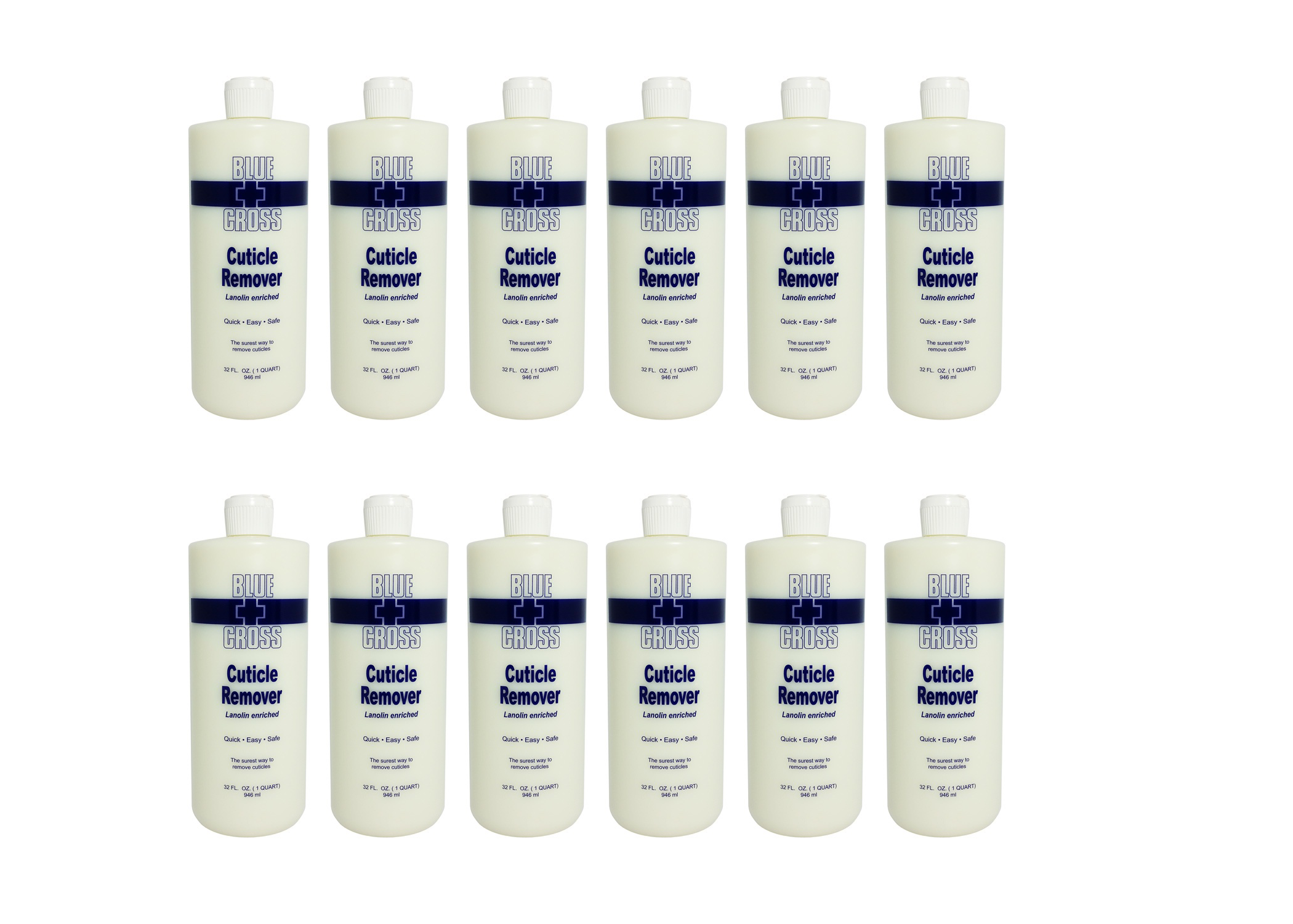 Blue Cross Lanolin - Enriched Cuticle Remover, 32 - ounce Bottles, Pack of 12 (New)