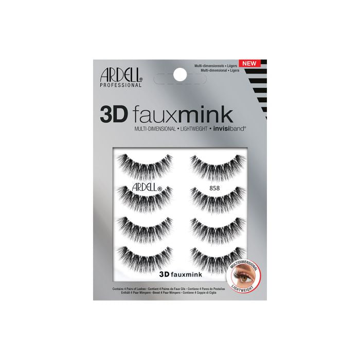 Ardell 4-Pack 3D Faux Mink Strip Eyelashes Style 858 #88060