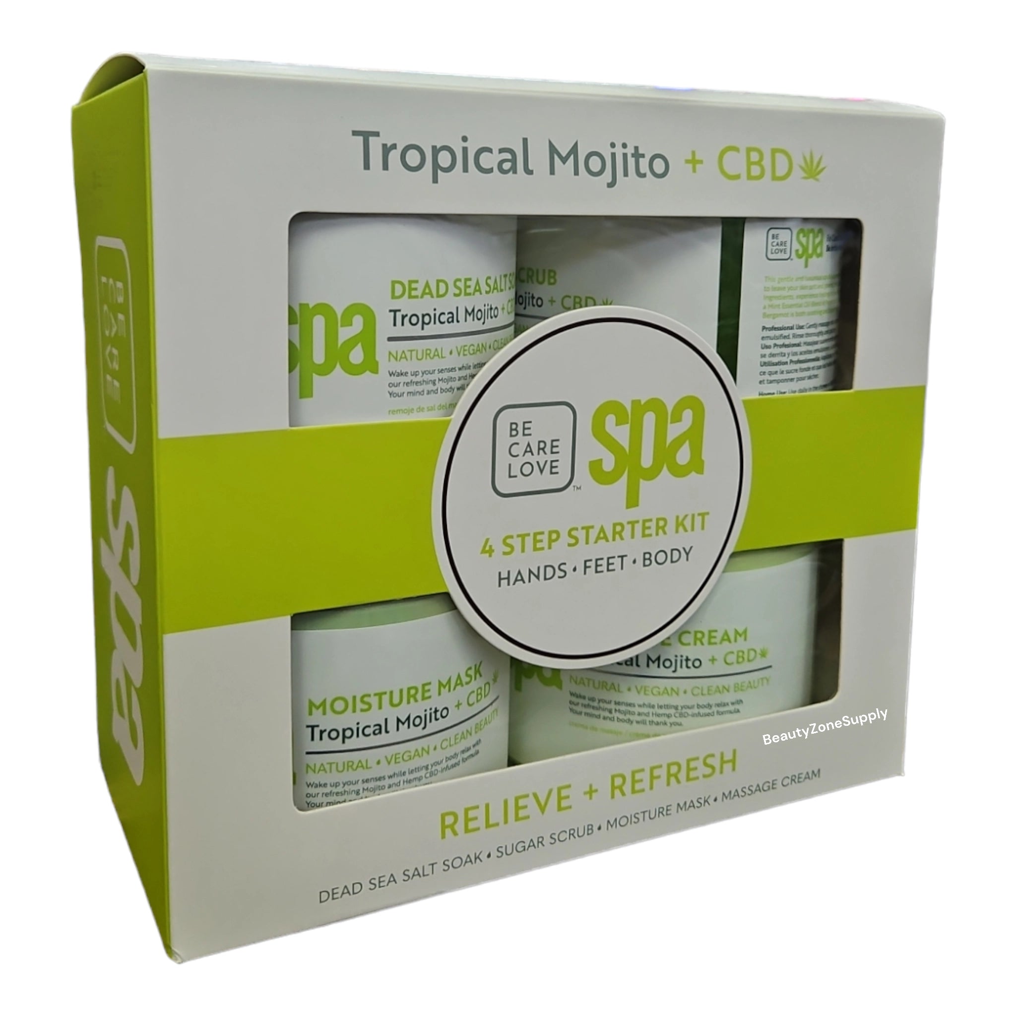 BCL SPA Mojito Mint Four-Step Starter Kit for Manicure, Pedicure, and Body Treatment - 16 Oz (SPA56819)