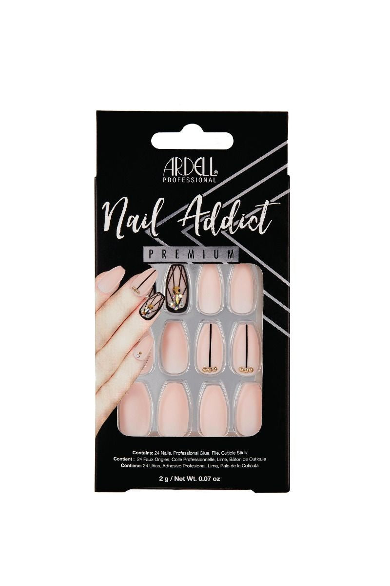 Ardell Premium Press - on Nails for Nail Addicts with Blush Geometric Crystal Design #62112