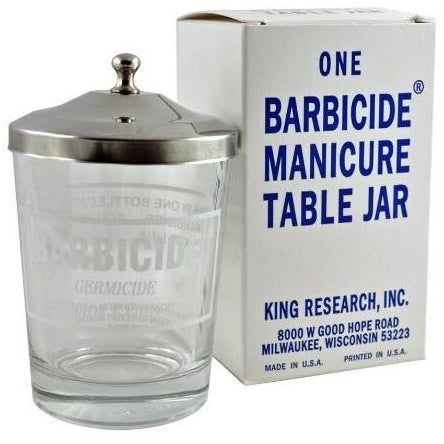 Compact Barbicide Disinfectant Jar Ideal for Salons and Barbershops